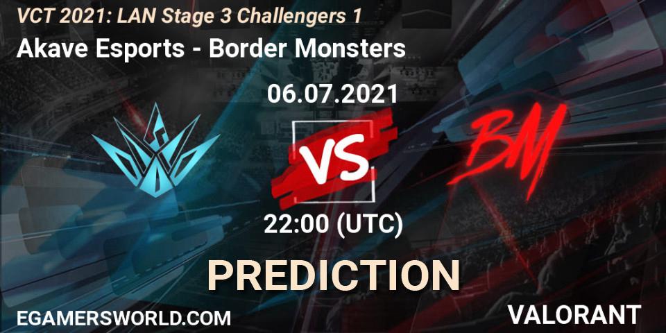 Pronósticos Akave Esports - Border Monsters. 06.07.2021 at 22:00. VCT 2021: LAN Stage 3 Challengers 1 - VALORANT