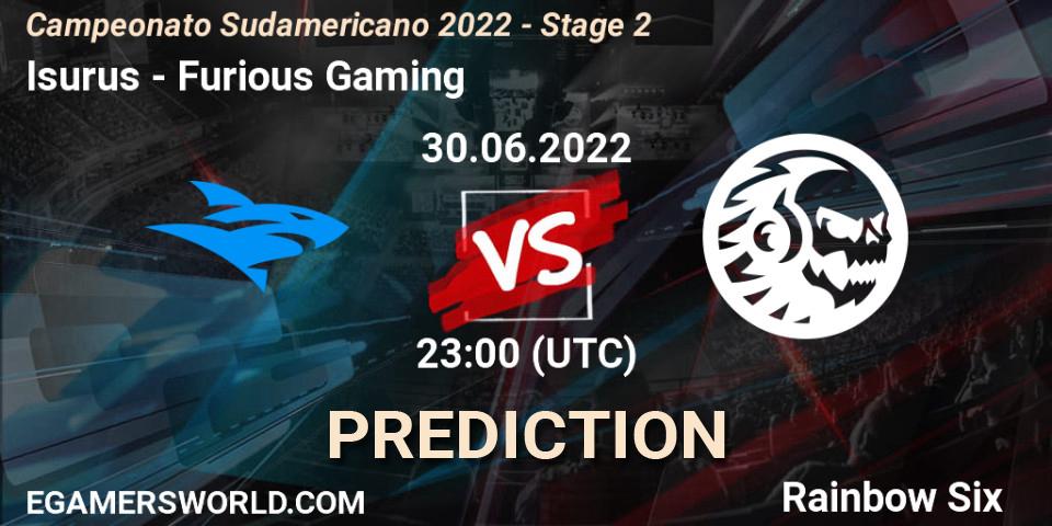 Pronósticos Isurus - Furious Gaming. 30.06.2022 at 23:00. Campeonato Sudamericano 2022 - Stage 2 - Rainbow Six