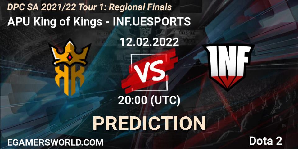 Pronósticos APU King of Kings - INF.UESPORTS. 12.02.2022 at 20:06. DPC SA 2021/22 Tour 1: Regional Finals - Dota 2