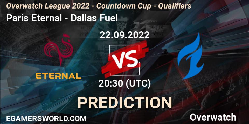 Pronósticos Paris Eternal - Dallas Fuel. 25.09.22. Overwatch League 2022 - Countdown Cup - Qualifiers - Overwatch
