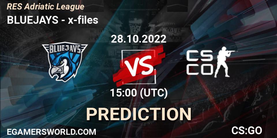 Pronósticos BLUEJAYS - x-files. 28.10.2022 at 15:00. RES Adriatic League - Counter-Strike (CS2)