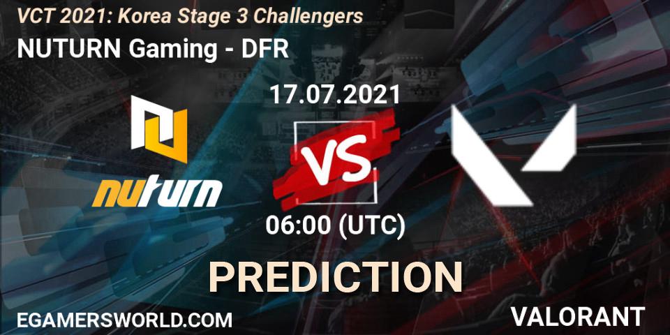 Pronósticos NUTURN Gaming - DFR. 17.07.2021 at 06:00. VCT 2021: Korea Stage 3 Challengers - VALORANT