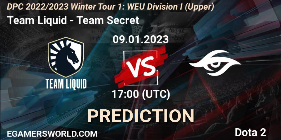 Pronósticos Team Liquid - Team Secret. 09.01.23. DPC 2022/2023 Winter Tour 1: WEU Division I (Upper) - Dota 2