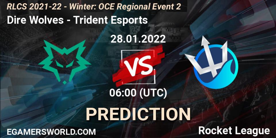 Pronósticos Dire Wolves - Trident Esports. 28.01.2022 at 06:00. RLCS 2021-22 - Winter: OCE Regional Event 2 - Rocket League