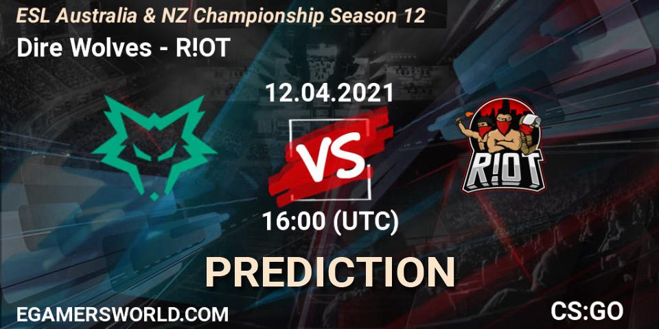 Pronósticos Dire Wolves - R!OT. 12.04.2021 at 08:00. ESL Australia & NZ Championship Season 12 - Counter-Strike (CS2)