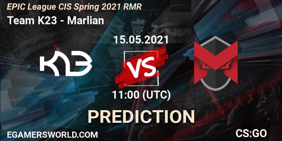 Pronósticos Team K23 - Marlian. 15.05.2021 at 11:00. EPIC League CIS Spring 2021 RMR - Counter-Strike (CS2)