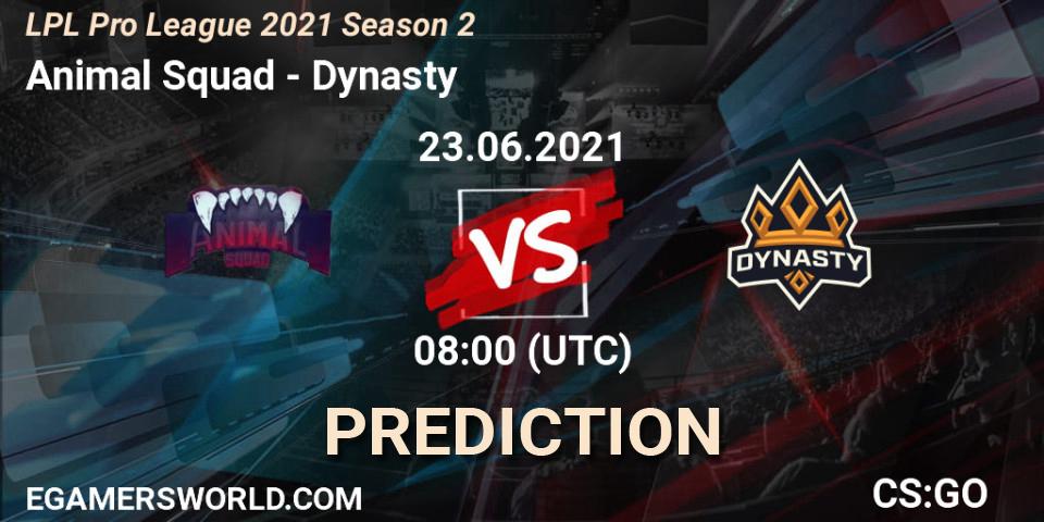 Pronósticos Animal Squad - Dynasty. 23.06.21. LPL Pro League 2021 Season 2 - CS2 (CS:GO)