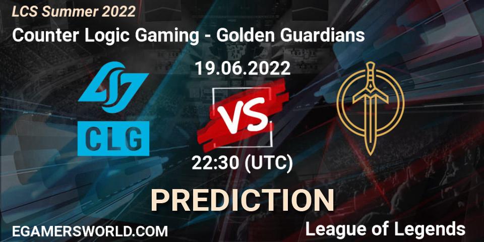 Pronósticos Counter Logic Gaming - Golden Guardians. 19.06.22. LCS Summer 2022 - LoL