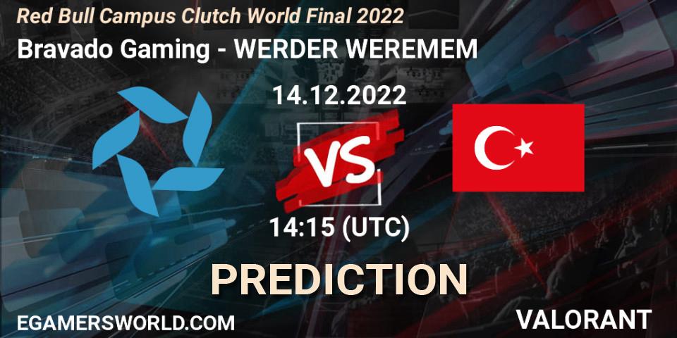 Pronósticos Bravado Gaming - WERDER WEREMEM. 14.12.2022 at 14:15. Red Bull Campus Clutch World Final 2022 - VALORANT