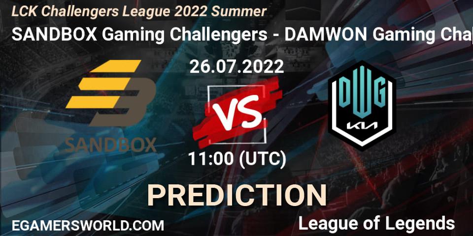 Pronósticos SANDBOX Gaming Challengers - DAMWON Gaming Challengers. 26.07.22. LCK Challengers League 2022 Summer - LoL