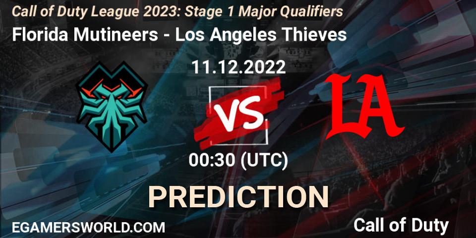 Pronósticos Florida Mutineers - Los Angeles Thieves. 11.12.2022 at 00:30. Call of Duty League 2023: Stage 1 Major Qualifiers - Call of Duty