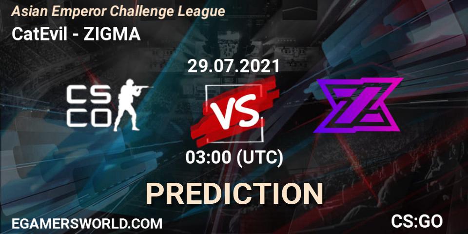 Pronósticos CatEvil - ZIGMA. 29.07.21. Asian Emperor Challenge League - CS2 (CS:GO)
