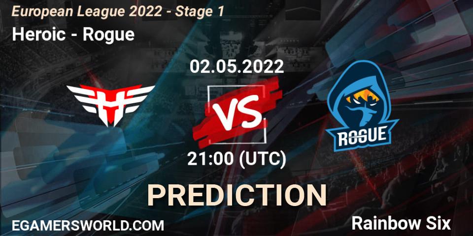 Pronósticos Heroic - Rogue. 02.05.2022 at 19:45. European League 2022 - Stage 1 - Rainbow Six