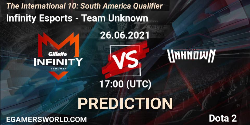 Pronósticos Infinity Esports - Team Unknown. 26.06.21. The International 10: South America Qualifier - Dota 2
