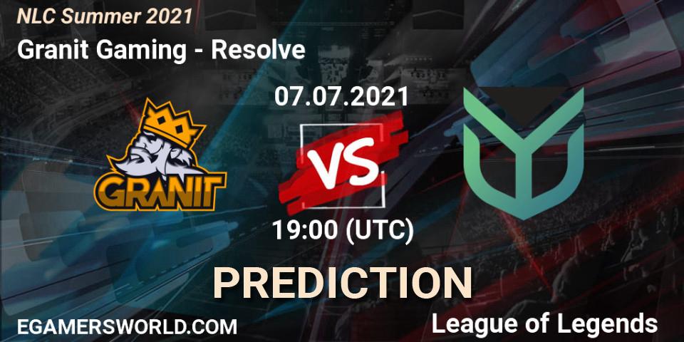 Pronósticos Granit Gaming - Resolve. 07.07.2021 at 19:00. NLC Summer 2021 - LoL
