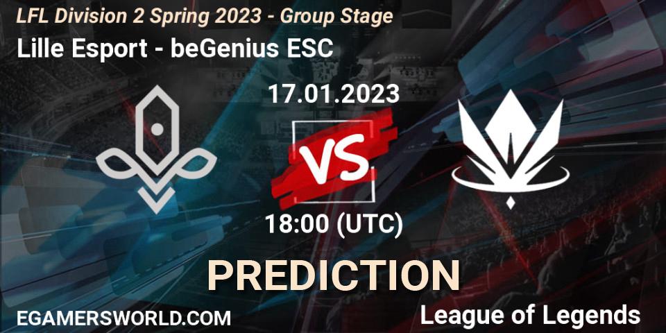 Pronósticos Lille Esport - beGenius ESC. 17.01.2023 at 18:00. LFL Division 2 Spring 2023 - Group Stage - LoL