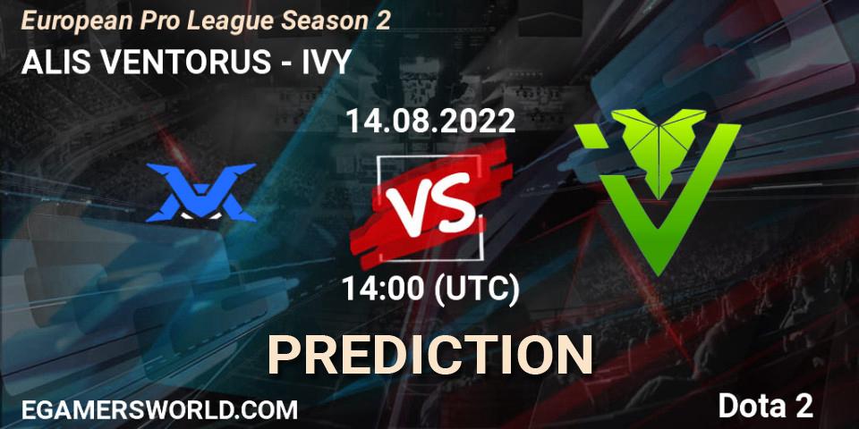 Pronósticos ALIS VENTORUS - IVY. 14.08.2022 at 15:06. European Pro League Season 2 - Dota 2