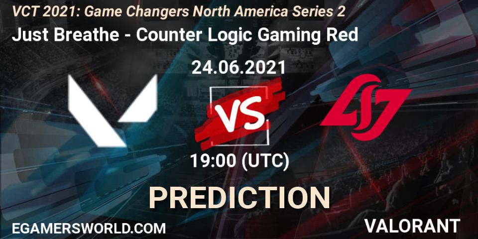 Pronósticos Just Breathe - Counter Logic Gaming Red. 24.06.2021 at 19:00. VCT 2021: Game Changers North America Series 2 - VALORANT