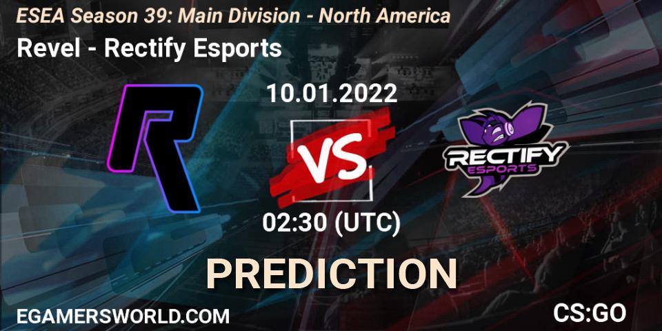 Pronósticos Revel - Rectify Esports. 10.01.2022 at 01:00. ESEA Season 39: Main Division - North America - Counter-Strike (CS2)