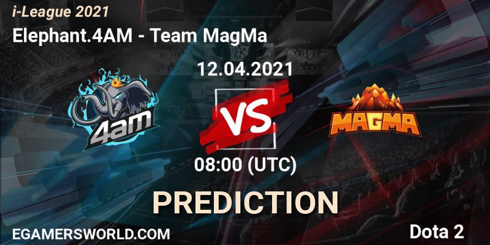 Pronósticos Elephant.4AM - Team MagMa. 08.04.2021 at 08:03. i-League 2021 Season 1 - Dota 2