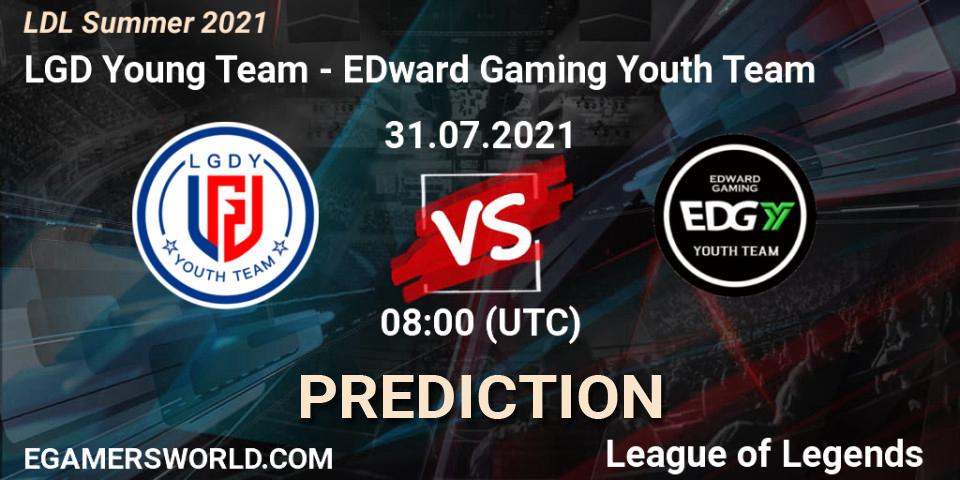 Pronósticos LGD Young Team - EDward Gaming Youth Team. 01.08.2021 at 09:40. LDL Summer 2021 - LoL