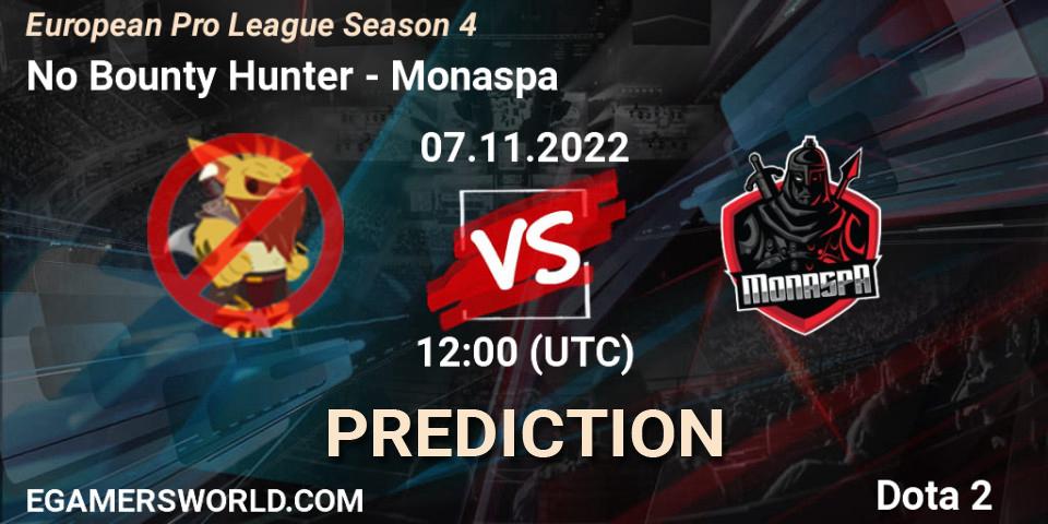 Pronósticos No Bounty Hunter - Monaspa. 07.11.2022 at 13:30. European Pro League Season 4 - Dota 2