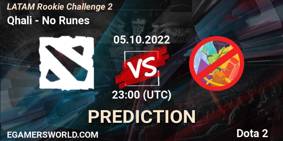 Pronósticos Qhali - No Runes. 05.10.2022 at 22:21. LATAM Rookie Challenge 2 - Dota 2