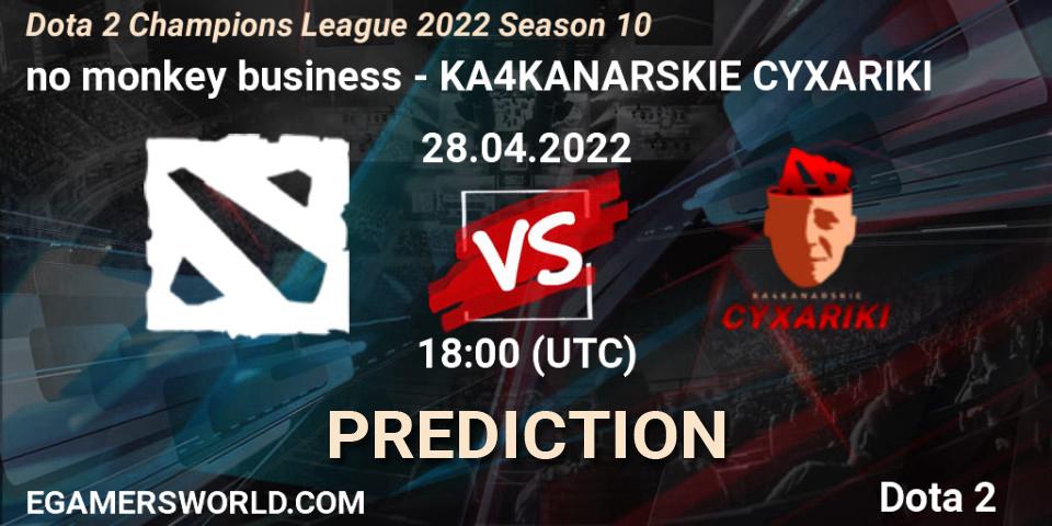 Pronósticos no monkey business - KA4KANARSKIE CYXARIKI. 28.04.2022 at 18:02. Dota 2 Champions League 2022 Season 10 - Dota 2
