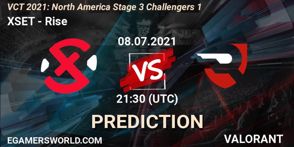Pronósticos XSET - Rise. 08.07.2021 at 23:15. VCT 2021: North America Stage 3 Challengers 1 - VALORANT