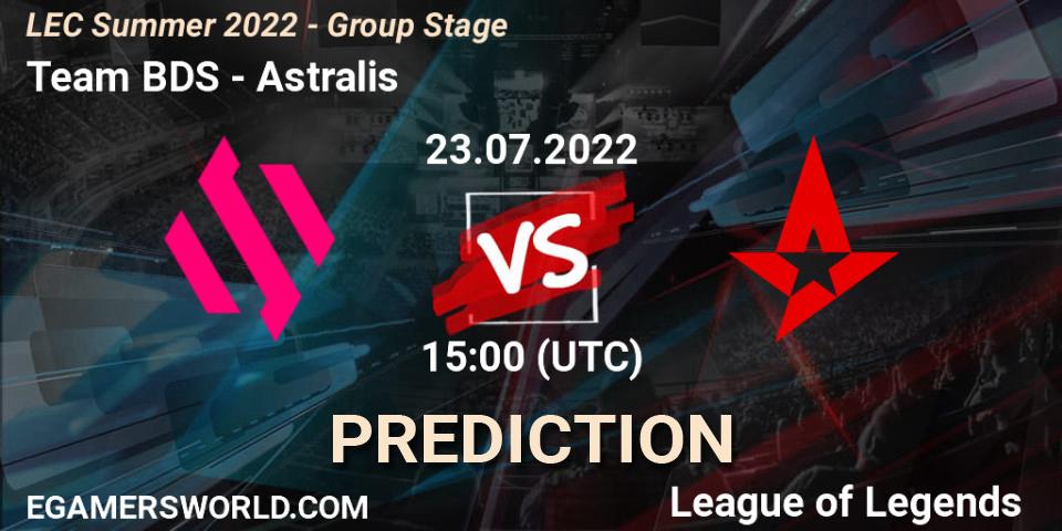 Pronósticos Team BDS - Astralis. 23.07.2022 at 15:00. LEC Summer 2022 - Group Stage - LoL