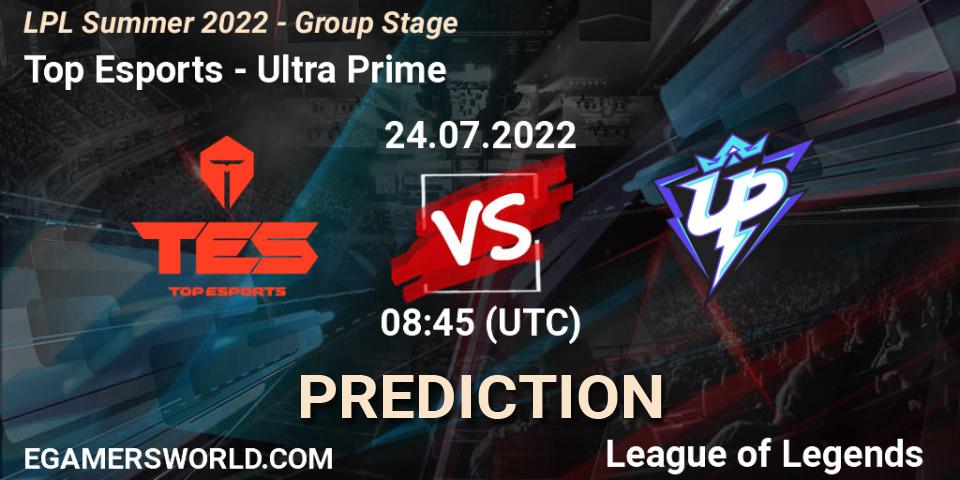 Pronósticos Top Esports - Ultra Prime. 24.07.2022 at 09:00. LPL Summer 2022 - Group Stage - LoL