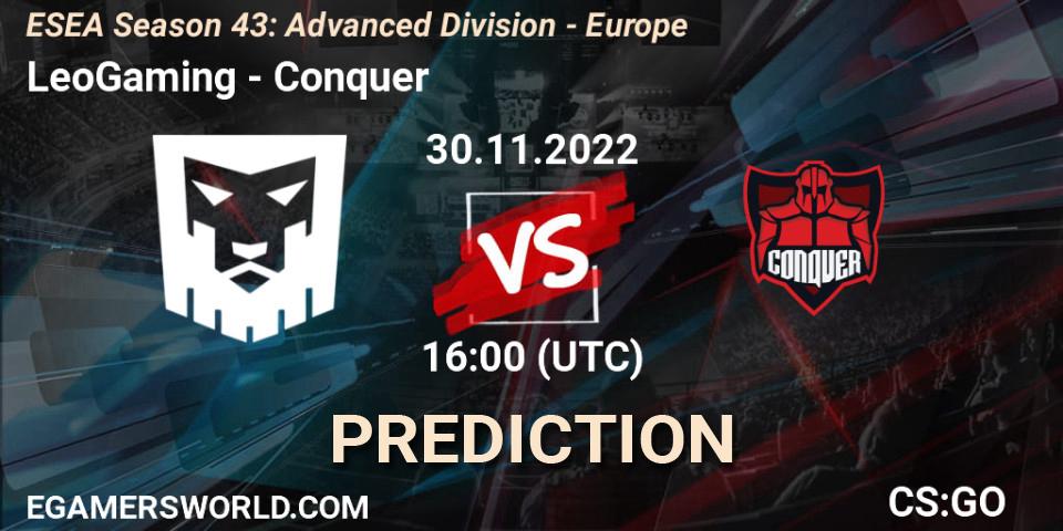 Pronósticos LeoGaming - Conquer. 01.12.22. ESEA Season 43: Advanced Division - Europe - CS2 (CS:GO)