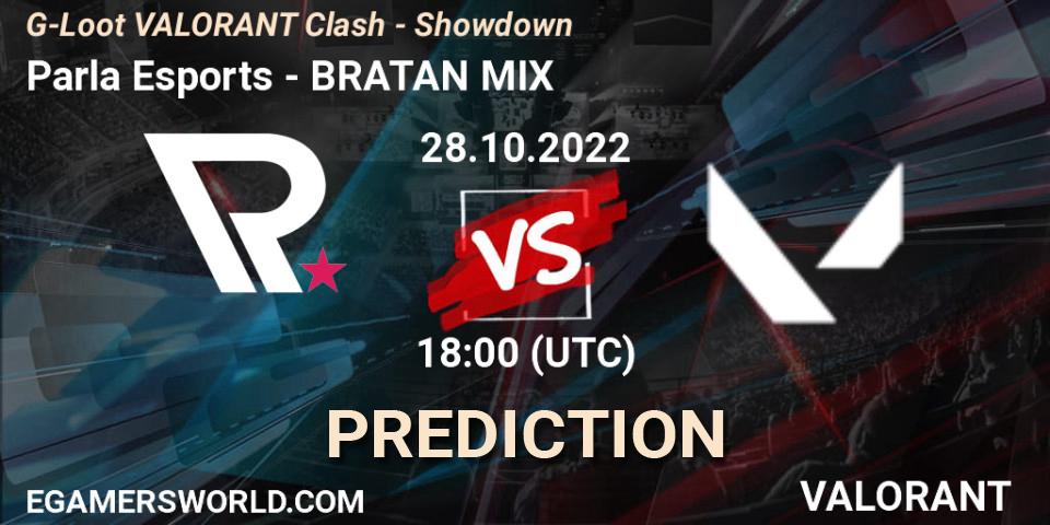 Pronósticos Parla Esports - BRATAN MIX. 28.10.2022 at 18:10. G-Loot VALORANT Clash - Showdown - VALORANT