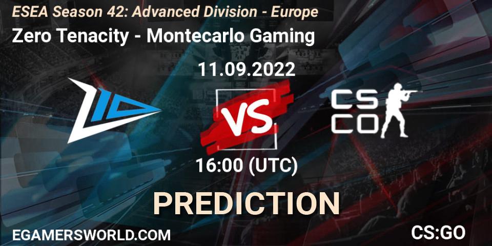 Pronósticos Zero Tenacity - Montecarlo Gaming. 11.09.2022 at 16:00. ESEA Season 42: Advanced Division - Europe - Counter-Strike (CS2)