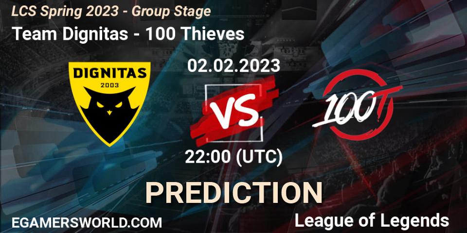 Pronósticos Team Dignitas - 100 Thieves. 03.02.23. LCS Spring 2023 - Group Stage - LoL