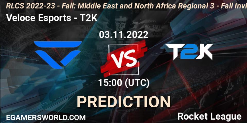 Pronósticos Veloce Esports - T2K. 03.11.22. RLCS 2022-23 - Fall: Middle East and North Africa Regional 3 - Fall Invitational - Rocket League