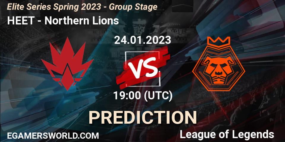 Pronósticos HEET - Northern Lions. 24.01.2023 at 19:00. Elite Series Spring 2023 - Group Stage - LoL