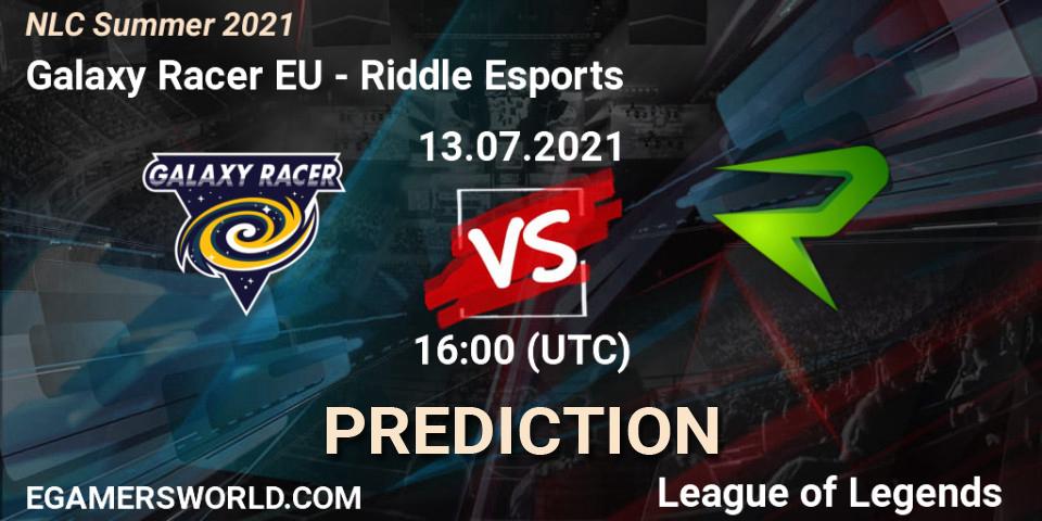 Pronósticos Galaxy Racer EU - Riddle Esports. 13.07.2021 at 16:00. NLC Summer 2021 - LoL