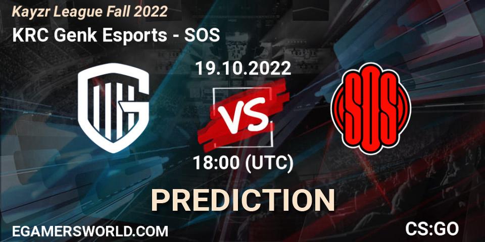 Pronósticos KRC Genk Esports - SOS. 19.10.2022 at 18:00. Kayzr League Fall 2022 - Counter-Strike (CS2)