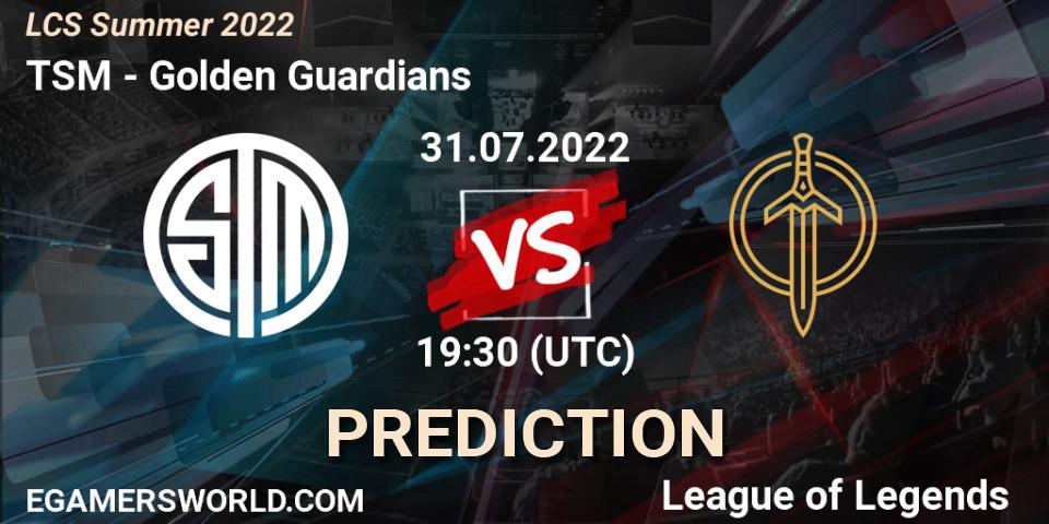 Pronósticos TSM - Golden Guardians. 31.07.22. LCS Summer 2022 - LoL