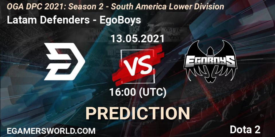 Pronósticos Latam Defenders - EgoBoys. 13.05.2021 at 16:01. OGA DPC 2021: Season 2 - South America Lower Division - Dota 2