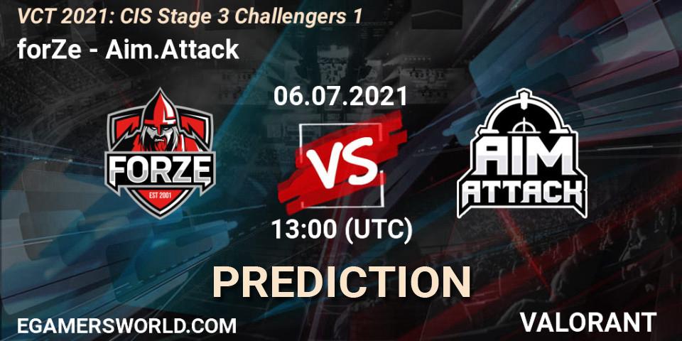 Pronósticos forZe - Aim.Attack. 06.07.2021 at 13:00. VCT 2021: CIS Stage 3 Challengers 1 - VALORANT