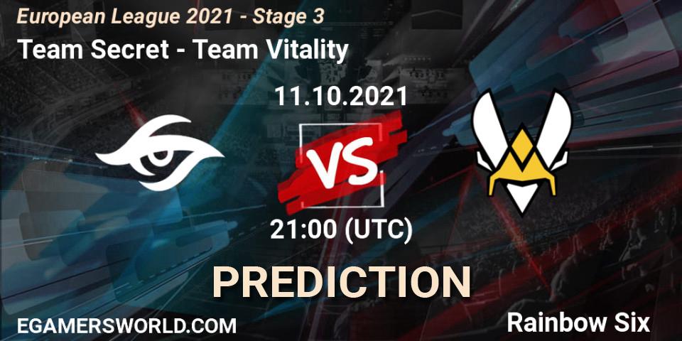 Pronósticos Team Secret - Team Vitality. 11.10.21. European League 2021 - Stage 3 - Rainbow Six