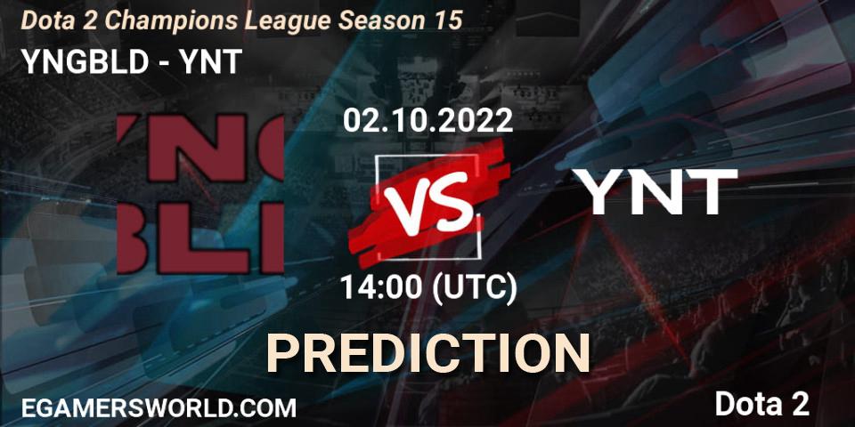 Pronósticos YNGBLD - YNT. 02.10.2022 at 15:07. Dota 2 Champions League Season 15 - Dota 2