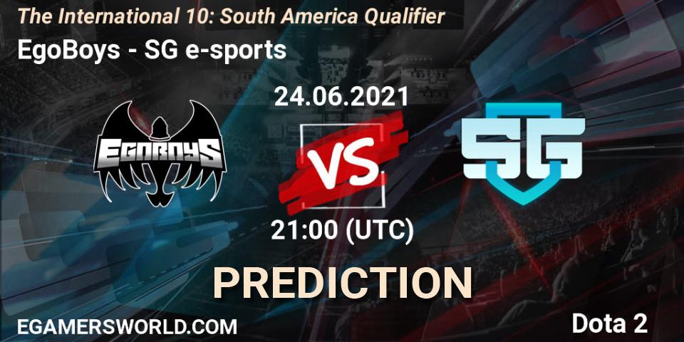 Pronósticos EgoBoys - SG e-sports. 24.06.21. The International 10: South America Qualifier - Dota 2