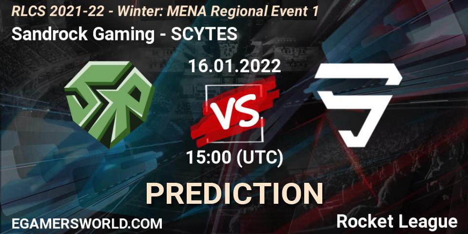 Pronósticos Sandrock Gaming - SCYTES. 16.01.2022 at 15:00. RLCS 2021-22 - Winter: MENA Regional Event 1 - Rocket League