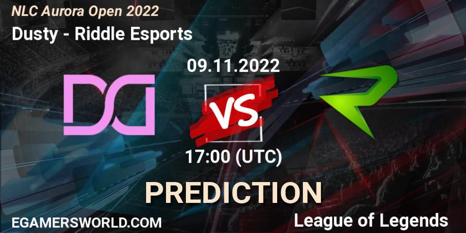 Pronósticos Dusty - Riddle Esports. 09.11.2022 at 17:00. NLC Aurora Open 2022 - LoL