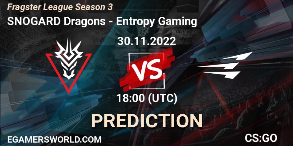 Pronósticos SNOGARD Dragons - Entropy Gaming. 30.11.22. Fragster League Season 3 - CS2 (CS:GO)