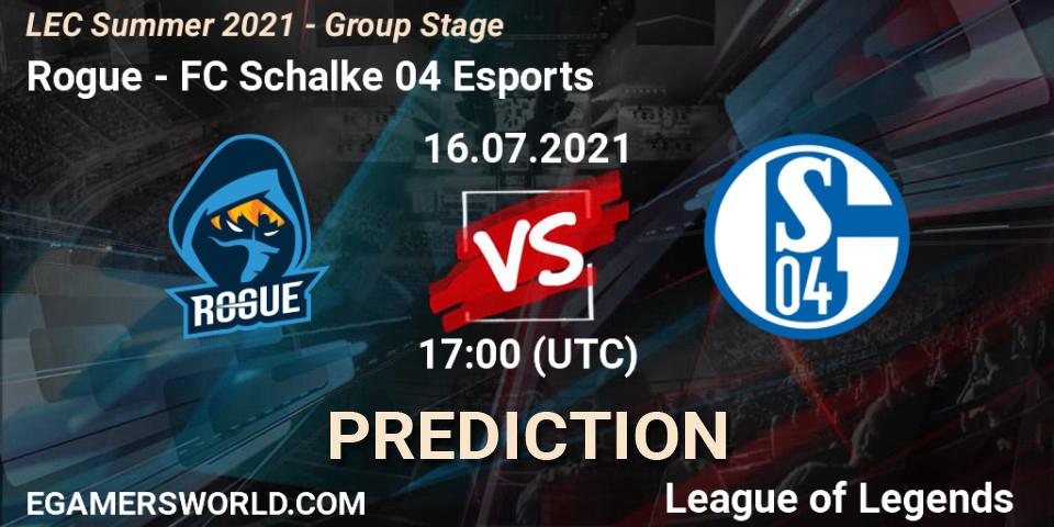 Pronósticos Rogue - FC Schalke 04 Esports. 16.07.21. LEC Summer 2021 - Group Stage - LoL