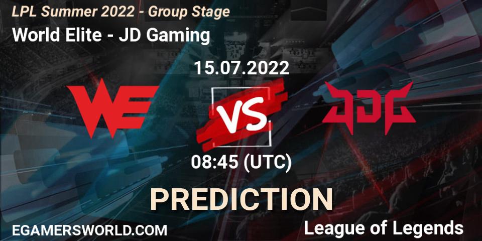 Pronósticos World Elite - JD Gaming. 15.07.2022 at 09:00. LPL Summer 2022 - Group Stage - LoL